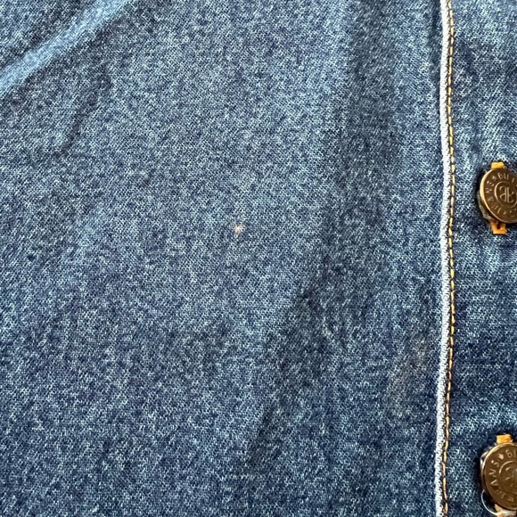 BILL BLASS Denim SKIRT Blue Long  Button POCKETS Size 16 Maxi 32” waist - Picture 9 of 10